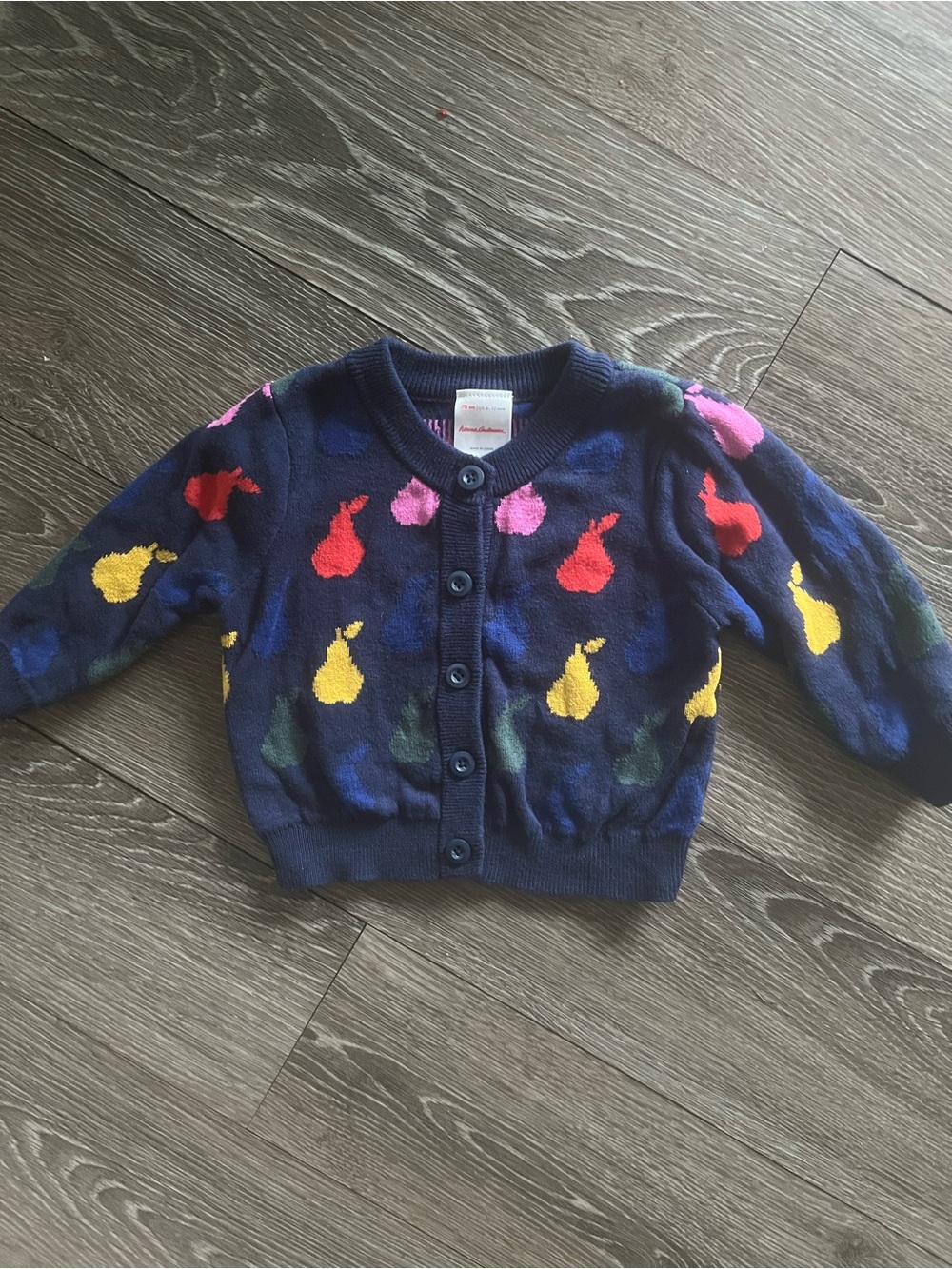 Hanna Andersson Baby Pear Cardigan Sweater 6–12 Months 70 cm Navy Multicolor